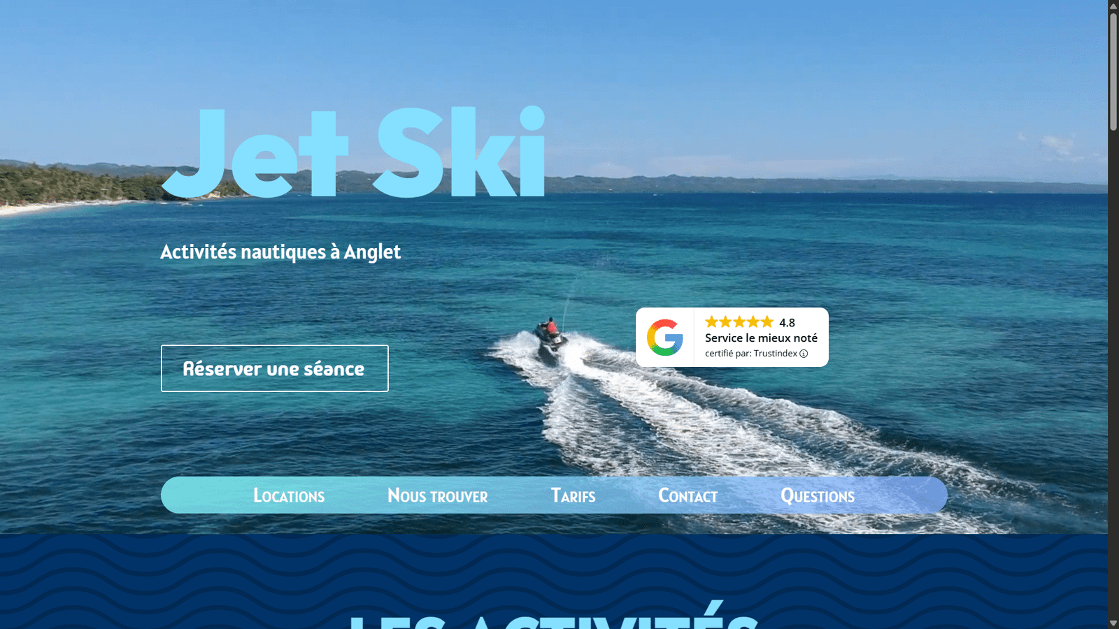 Voir la démo du site web du club de location de jetski
